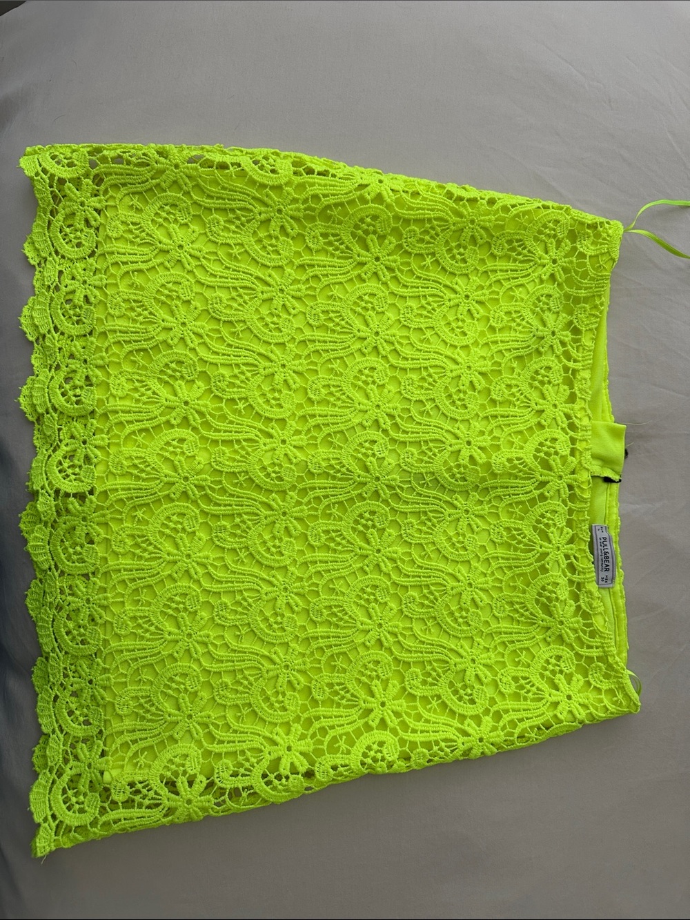 Pull&Bear Neon Yellow Lace Mini Skirt